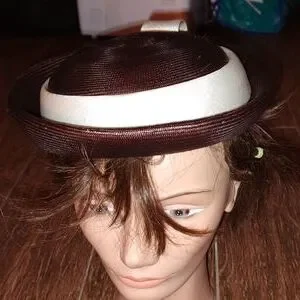 Vintage 1950’s Elizabeth Adoria Brown Cream Hat Size 22 Burning Sage and the Sounds of a Moroccan Drum Greeted  main image 4